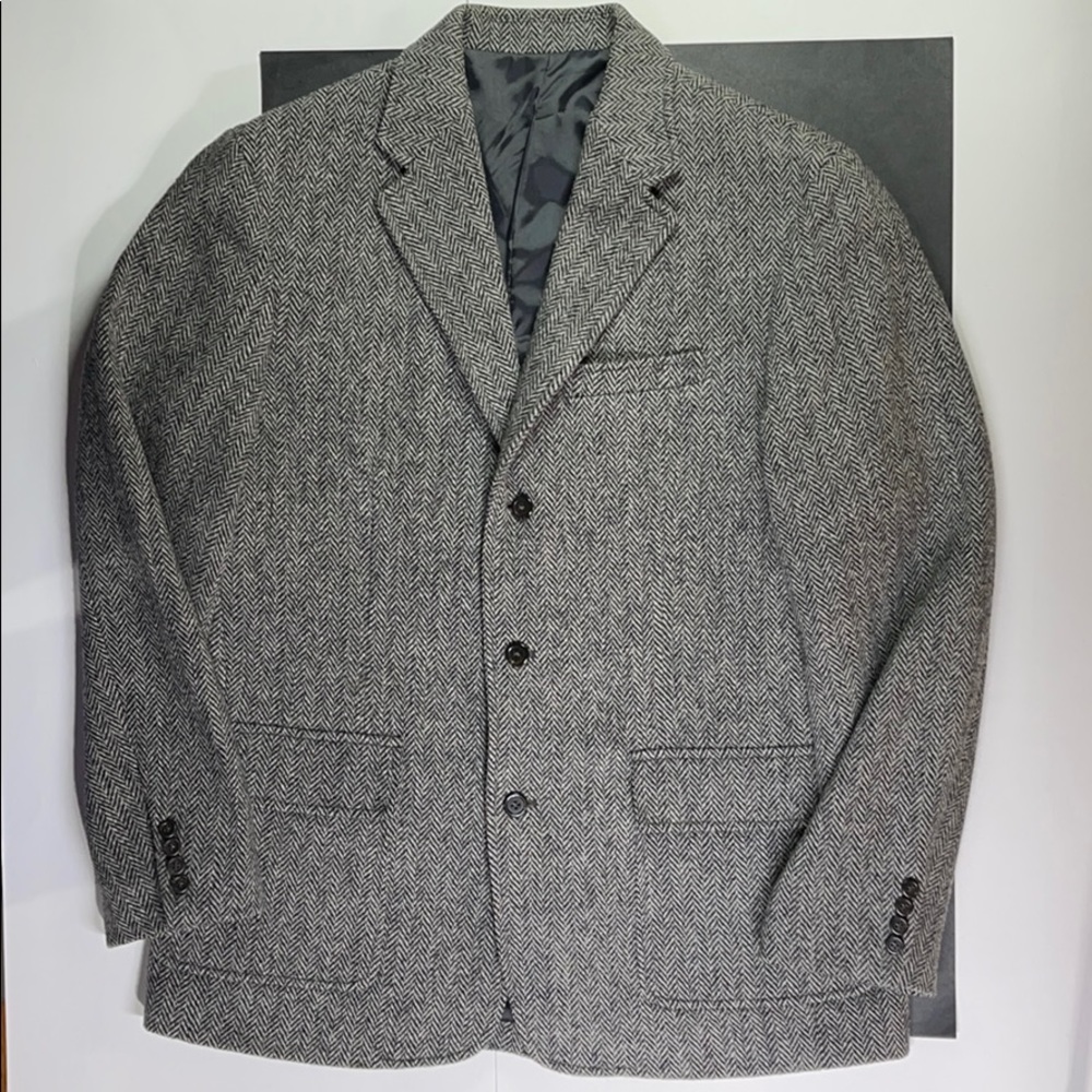 Like New J.Crew Hand Woven Harris Tweed Herringbone Classic Wool Blazer Jacket L